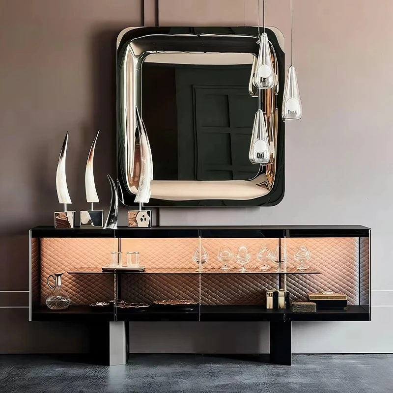 Aparador Moderno con Estructura de MDF y Paneles Acrílicos, Diseño Transparente para Muebles de Sala de Estar Contemporánea