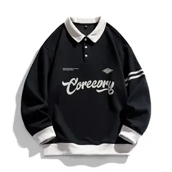 Mężczyźni Oversized Contrasting Colors Lapel Sweatshirt Spring Hip Hop Streetwear Sweatshirt Harajuku Baseball Uniform Hoodie Men