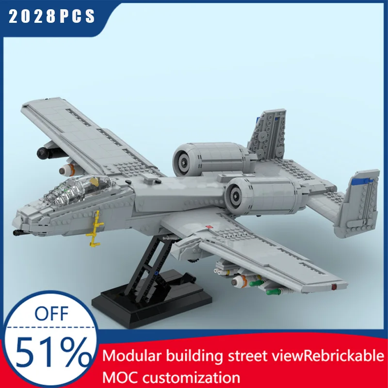 

2028PCS MOC A-10 Thunderbolt II/Warthog Fighter Hercules DIY Assembled Aircraft Educational Creative Children Toys Xmas Gifts