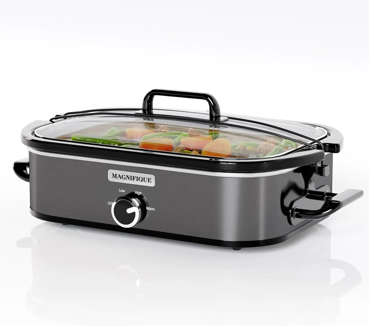 

4-Quart Slow Cooker with Manual Warm Setting, Dishwasher Safe Stainless Steel Crock for Family Dinners