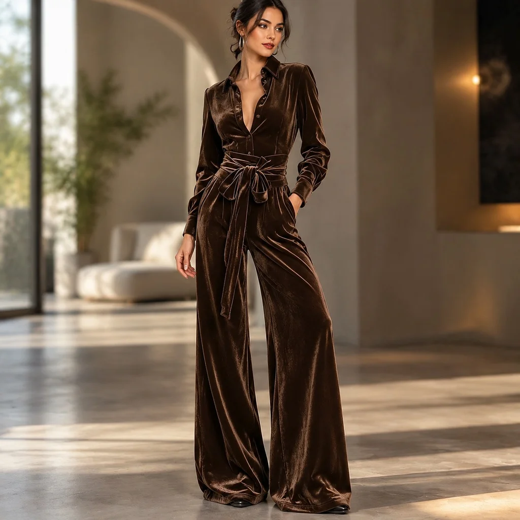 V Neck Long Sleeve Top Elegant Business with Winter Elegant Grace Spring Two Set Autumn Shirt Style Patchwork Women Sets