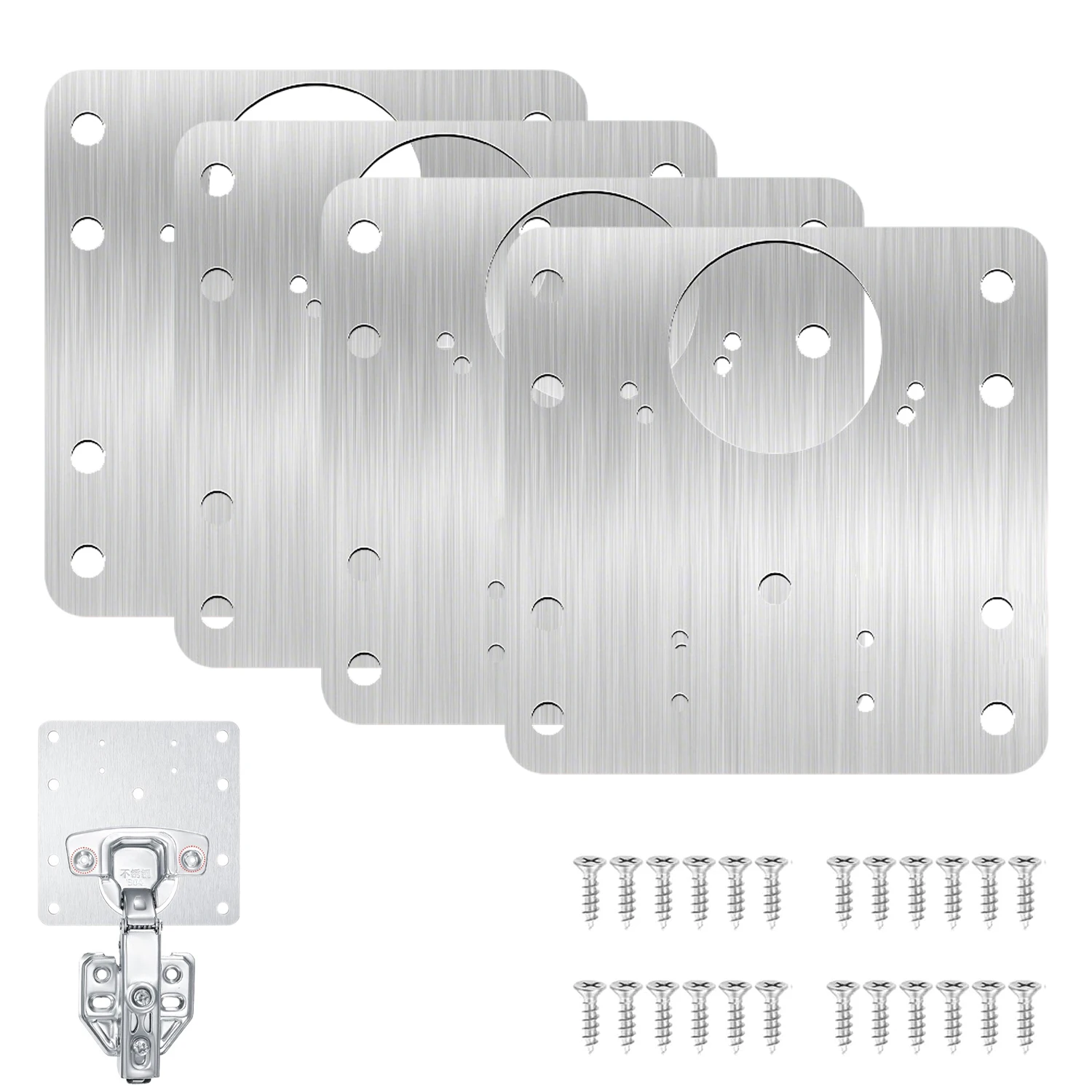 4 PCS Cabinet Hinge Repair Plate Set Damaged Wardrobe Door Fixing Brackets Board Kit With Mounting Screw for Kitchen Furniture