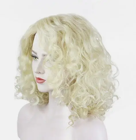 Perruque Courte Ondulée et Bouclée, Cheveux Blonds Moelleux, Nouvelle Collection