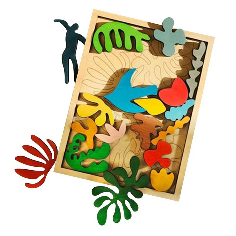 1 Piece Matisse Montessori Puzzle Wooden Toys Random Color Wood For Early Educational Gift For Kids 1-3 Years Old