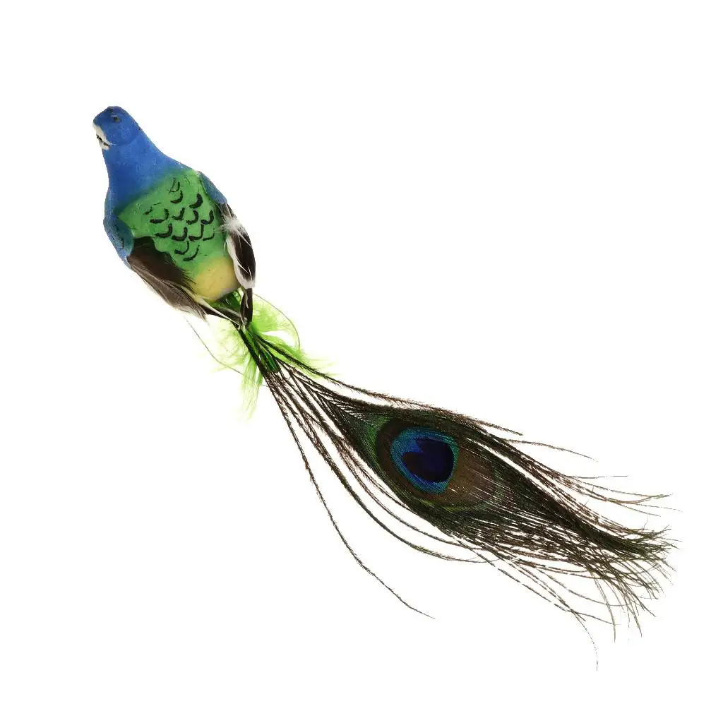 Decorative Bird Sculpture Artificial Feathered Peacock Figure for Outdoor Lawn and Table Decoration