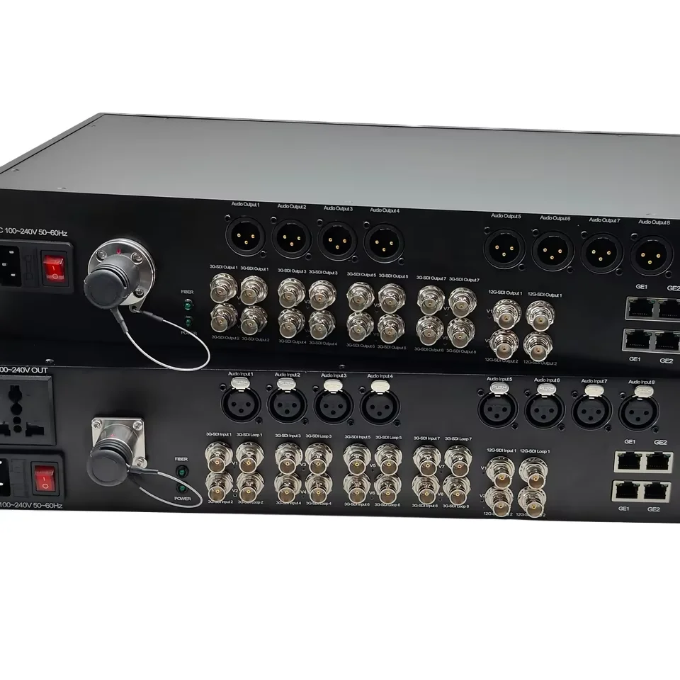 12G SDI Fiber Extender With XLRo and Ethernet Single Mode Fiber SMPTE Connector 10KM 12G SDI Fibre Converter for Broadcast