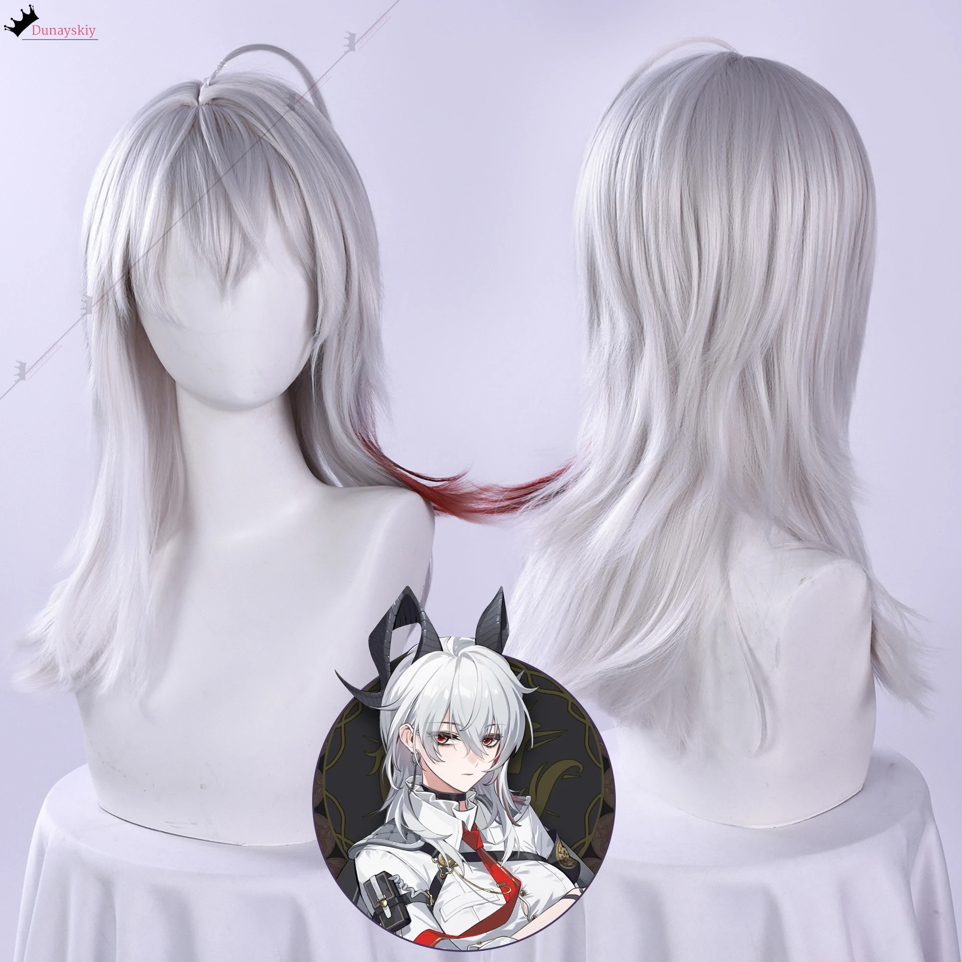 Peluca de Cosplay Zani Wuthering Waves, peluca de disfraz de Cosplay de 40CM, peluca degradado rojo plateado, gorra gratis de pelo corto de Anime ZANI para juegos de rol