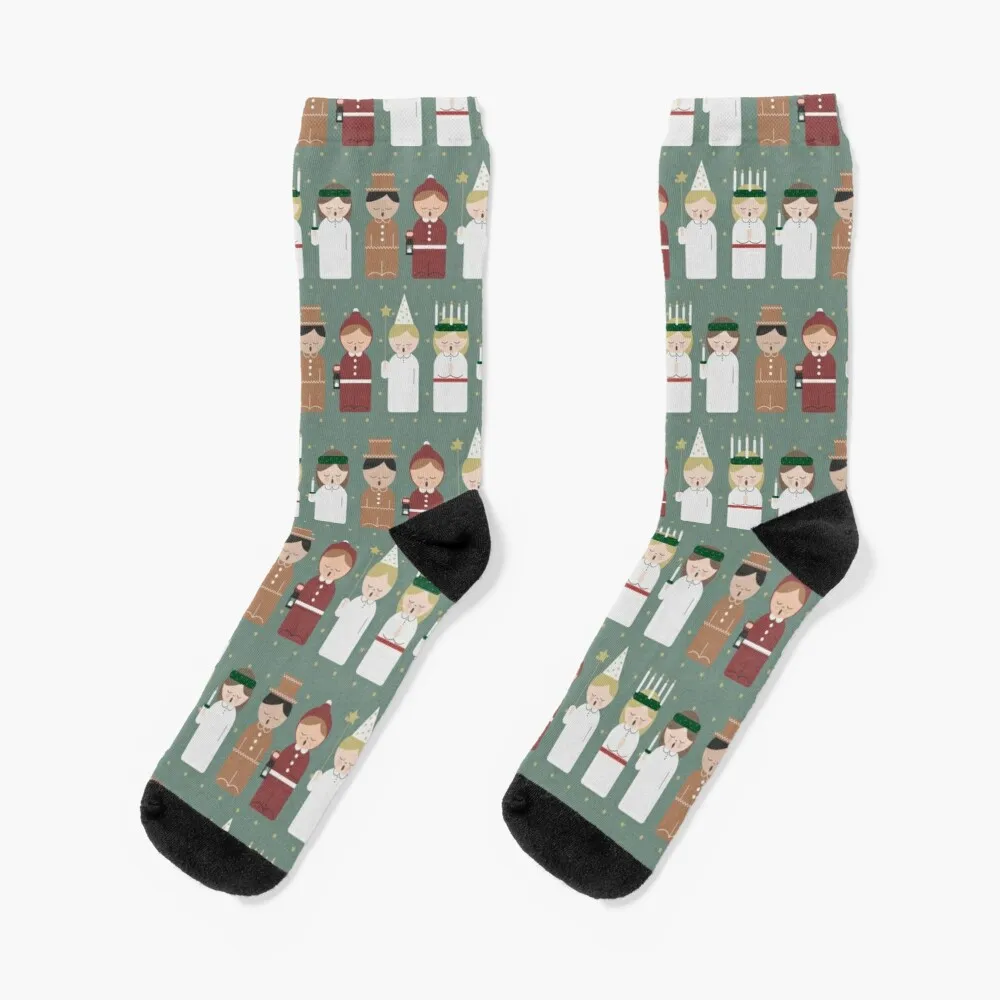 

Cute cartoon kids at Saint Lucy at Christmas pattern Socks Sock High Women Luxury Socks Sports Socks