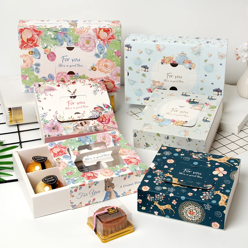 

Transparent Der Sle Cookie Paaging Box Egg Yolk Pastry Box Mooncake Gift Box 4/6 Pieces Pa Small Western Pastry Box