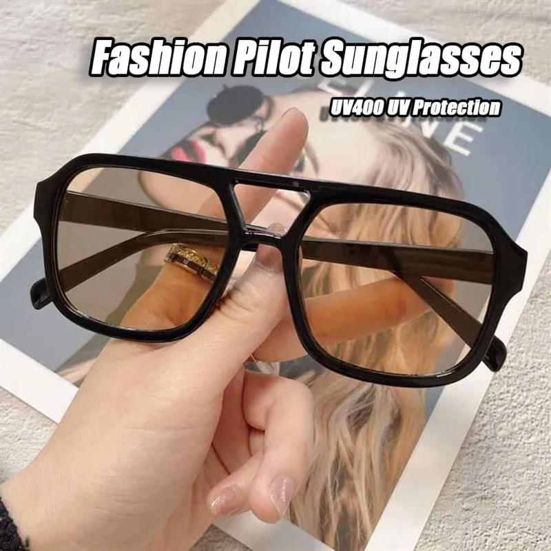 Vintage übergroße Sonnenbrille Vintage gelbe Linse UV400 Brillen Marke Luxus Retro Sport Shades Brille Unisex