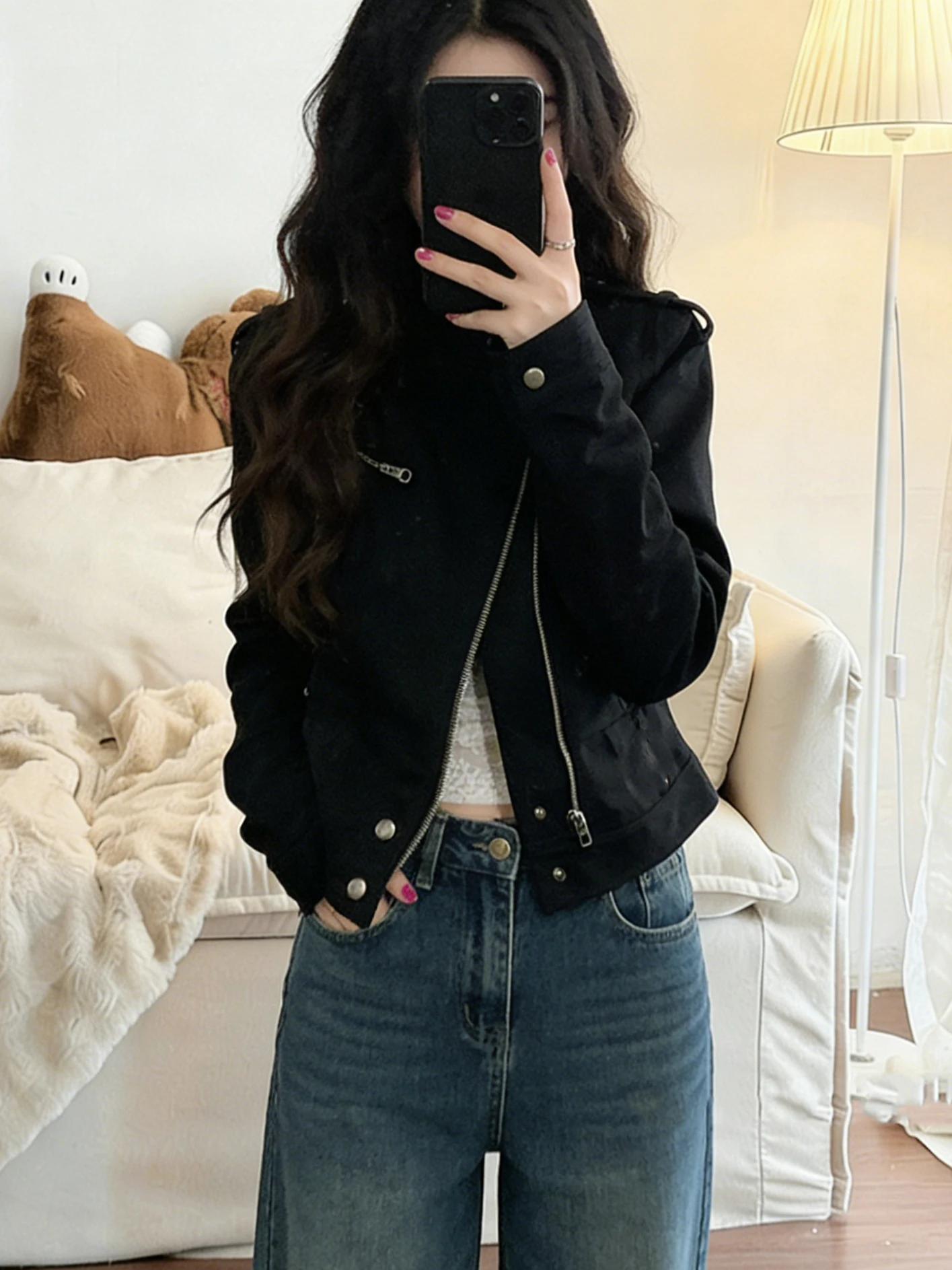 

Ретро-американский стиль, воротник-стойка, рабочая одежда, куртка на молнии, женская, весенняя, новая, стильная, красивая, для повседневной носки