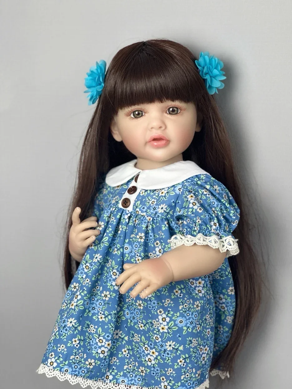BZDOLL 55 CM Soft Full Silicone Reborn Baby Girl Doll Toy Lifelike 22 Inch Princess Toddler Art Bebe Birthday Gifts for Child