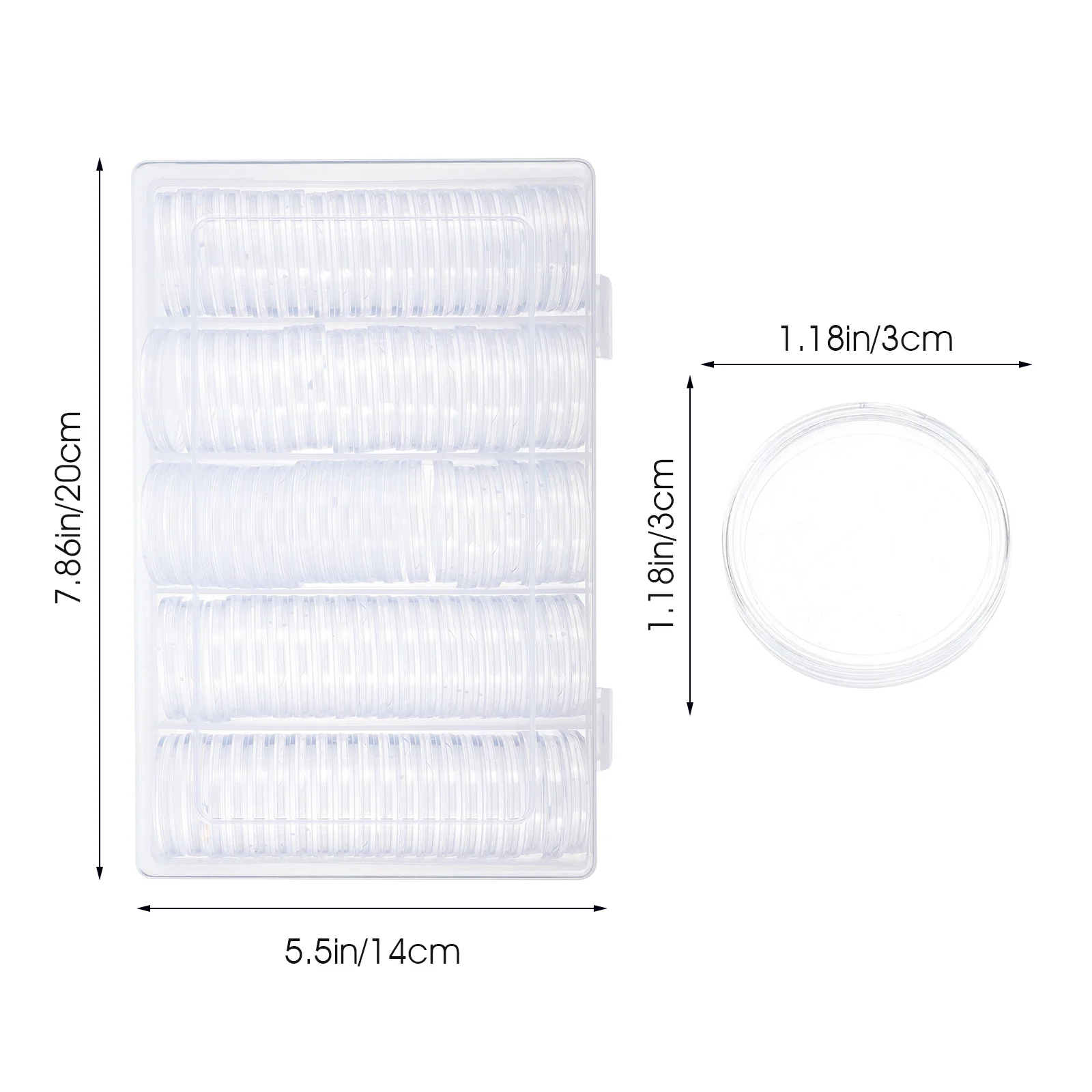 1Set Coin Storage Box Transparent PP Coin Holder Clear Round Case Coins Display Protective Case for Collector Use
