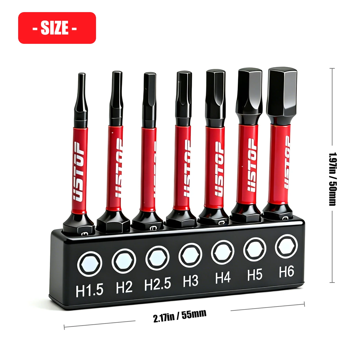 7 Pieces of Exquisite Hexagonal Industrial Bits with Strong Magnetism, Length 50mm (H1.5 H2 H2.5 H3 H4 H5 H6), High-Grade S2 Steel, 1/4” Shank, Screwdriver Set