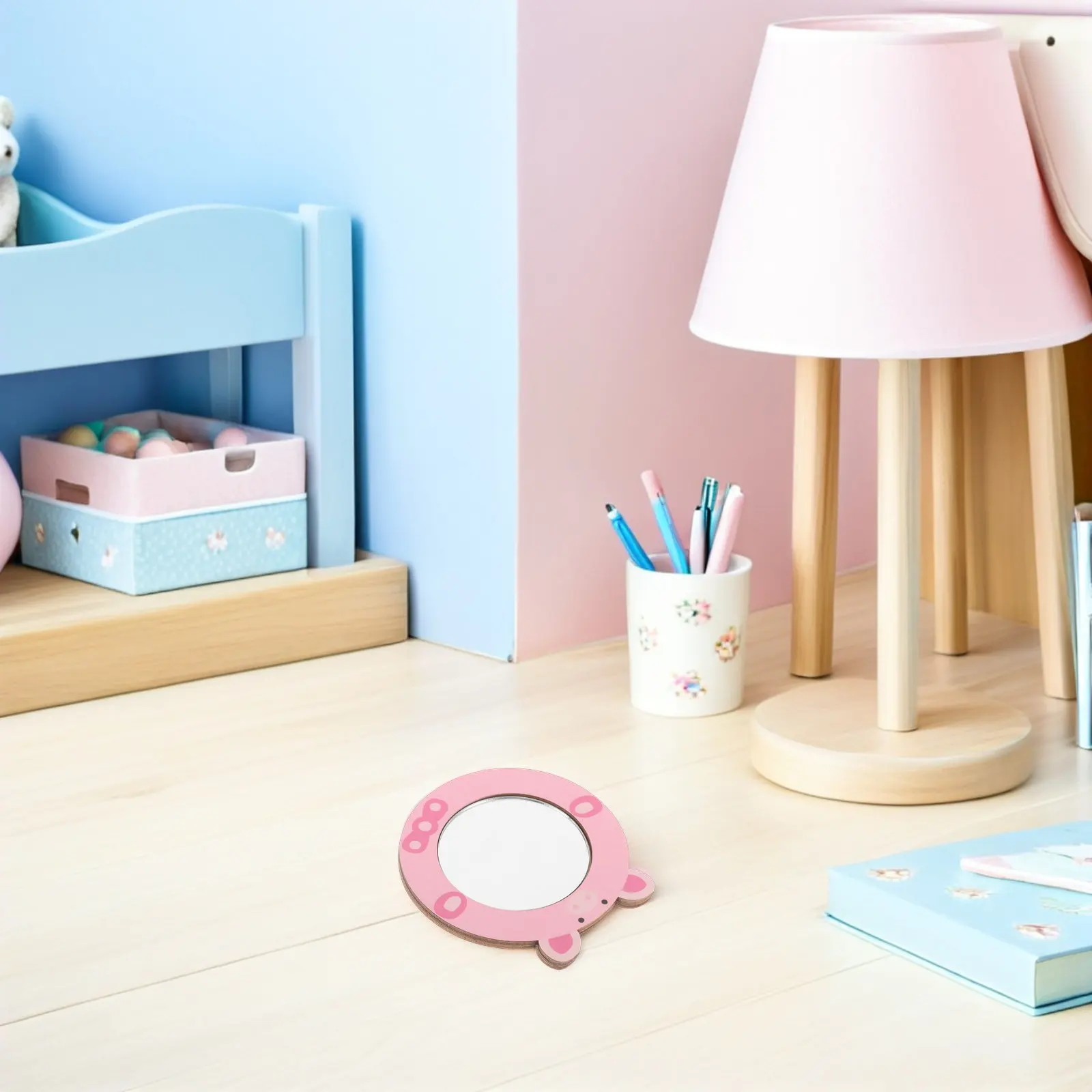 2pcs Baby Bath Mirror for Toddlers – Safe Wooden Shower Toy with Rounded Edges, Cognitive & Cause-Effect Learning