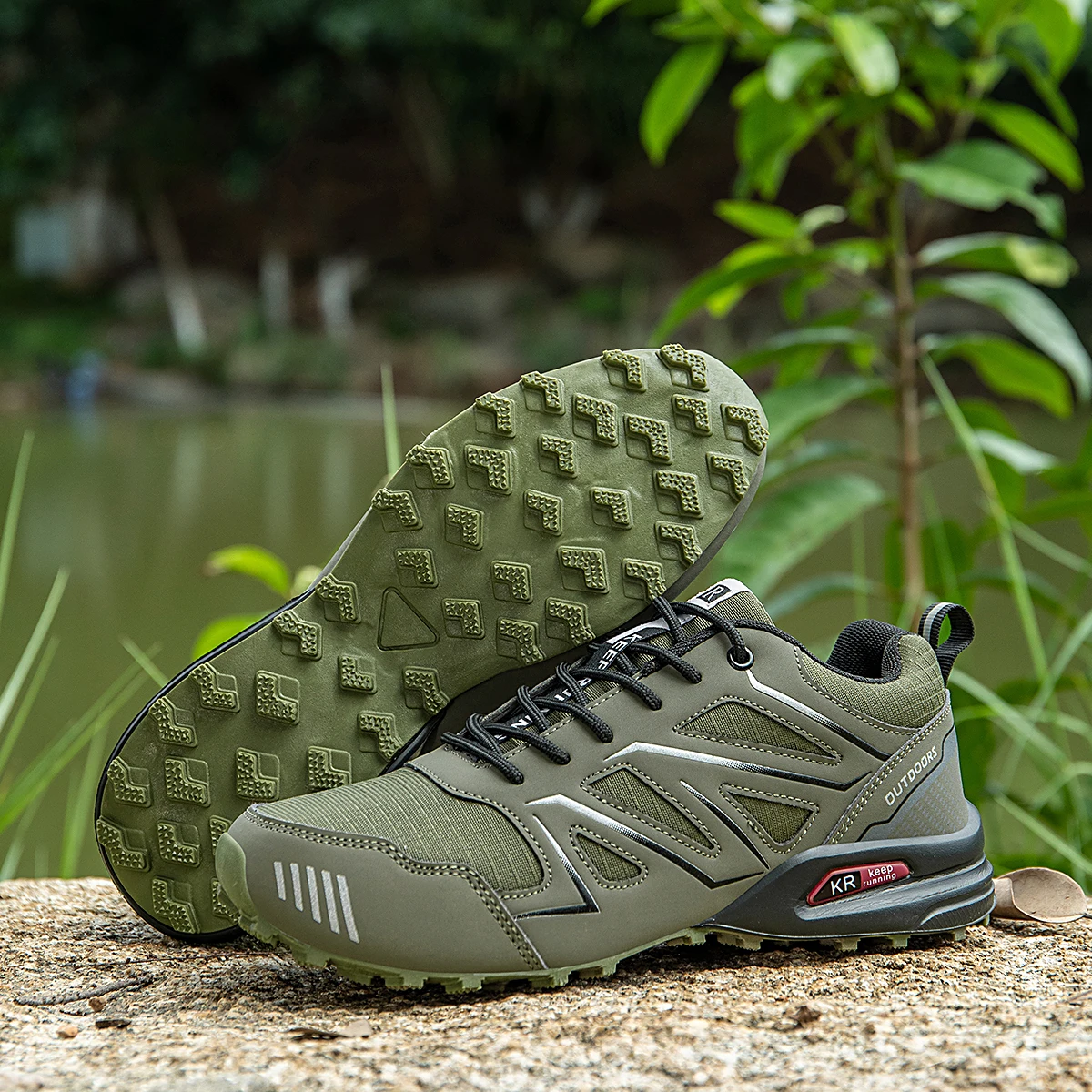 Wasserdichte Herren-Wanderschuhe, atmungsaktives Obermaterial, geeignet für jedes Gelände, Outdoor-Offroad, rutschfest, verschleißfest, Sportschuhe – Detail 10