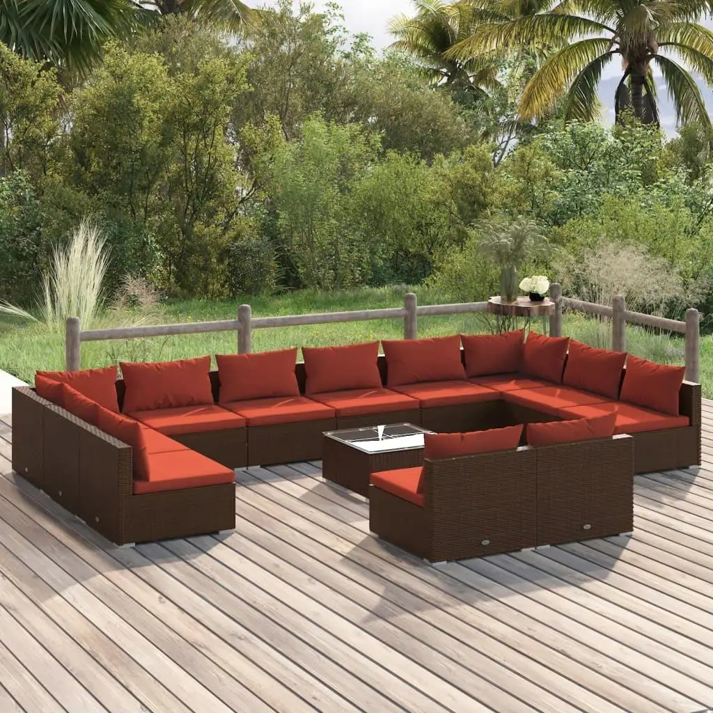 

Cozy Brown Garden Lounge Furniture Set Outdoor Seating Cushions Modern Design Patio Relaxation