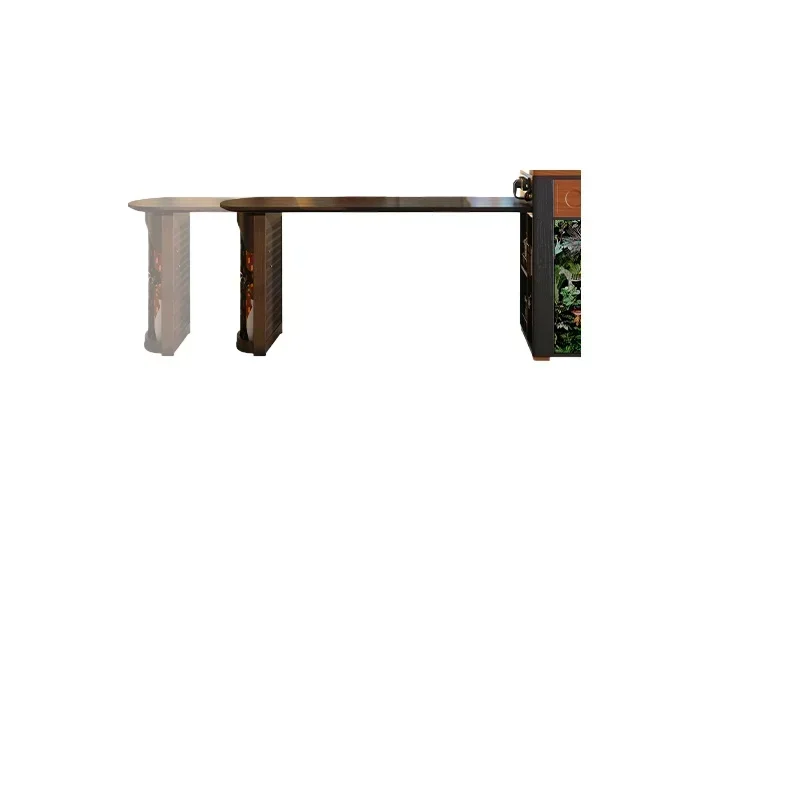 Integrated French retro home multi-functional retractable dining table medium antique solid wood dining table