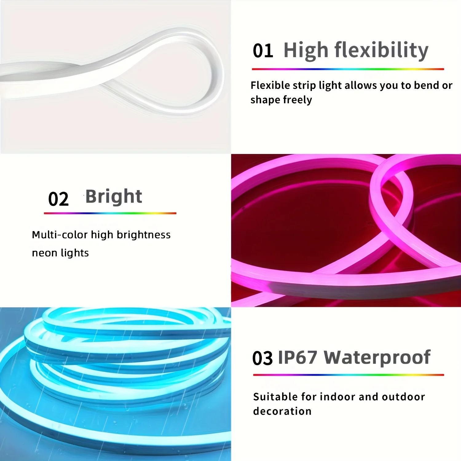 USB النيون LED قطاع أضواء RGB مرنة حبل مصباح APP التحكم عن بعد مقاوم للماء مزامنة الموسيقى لغرفة الألعاب عيد الميلاد الديكور