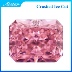 Pink Radiant Crushed Ice Cut Cubic Zirconia High Carbon Diamond Lab Zircon CZ 4K Cutting 5A+ Quality for Jewelry Making