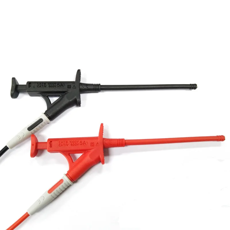 Multimeter-Anschlusskabel, 4 mm, Bananenstecker, isoliert, für Hochspannung, flexible Sonde, Federschäden, Testhaken – Detail 6
