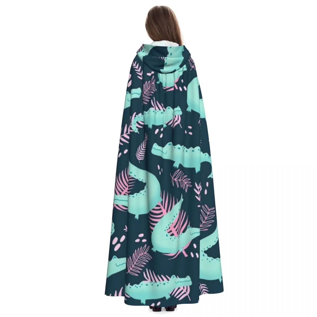 سعيد التمساح نمط طويل مقنعين عباءة الساحرة القرون الوسطى زي تأثيري كيب هالوين معطف الكبار للجنسين