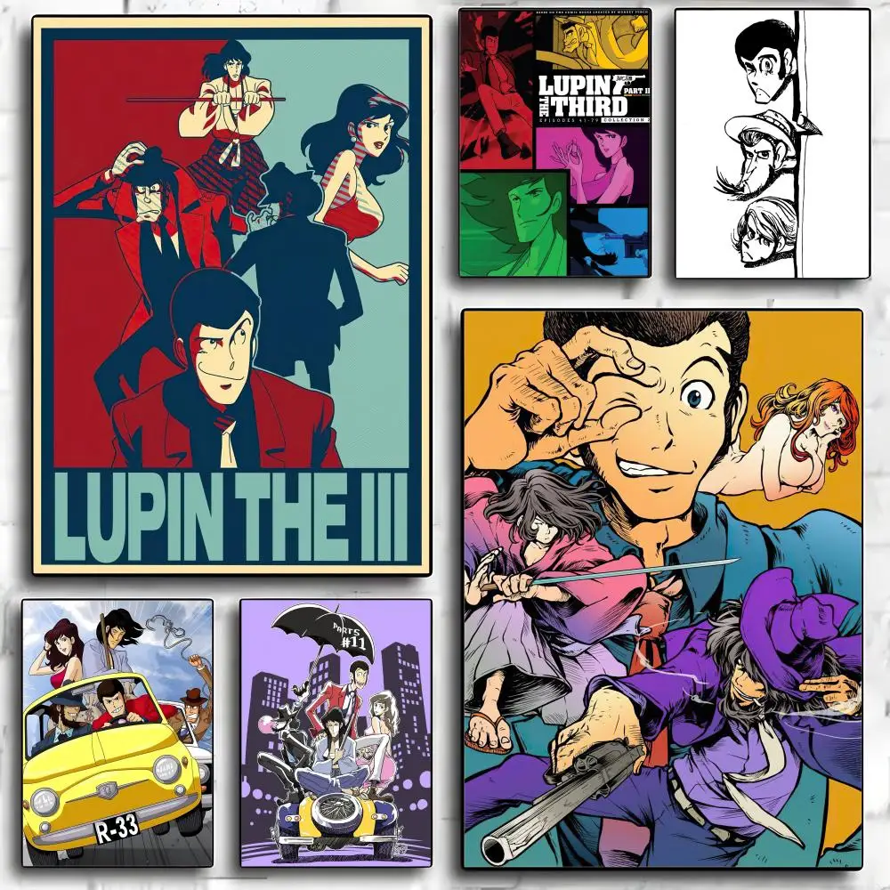 Anime L-Lupin III Poster HD art sticky wall waterproof home living room bedroom bar aesthetic decoration