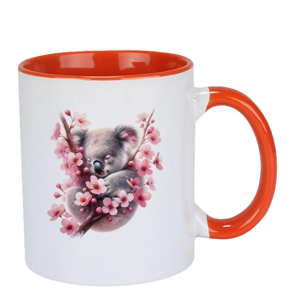 11oz Cute Koala Sleeping on Cherry Blossom Ceramic Coffee Mug for Home Use Holiday Present Birthday Party Summer Travel Tablewar