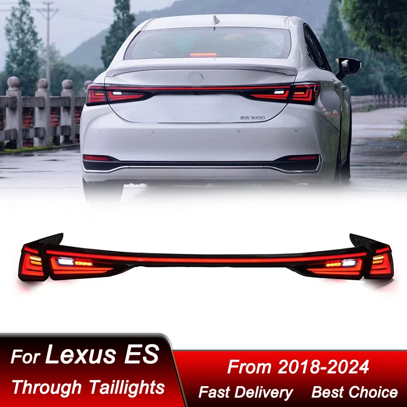 

Автомобильные сквозные задние фонари для Lexus ES ES200 ES300h, стиль от 18-24 до 2025, светодиодный задний фонарь, динамический указатель поворота, задний фонарь в сборе