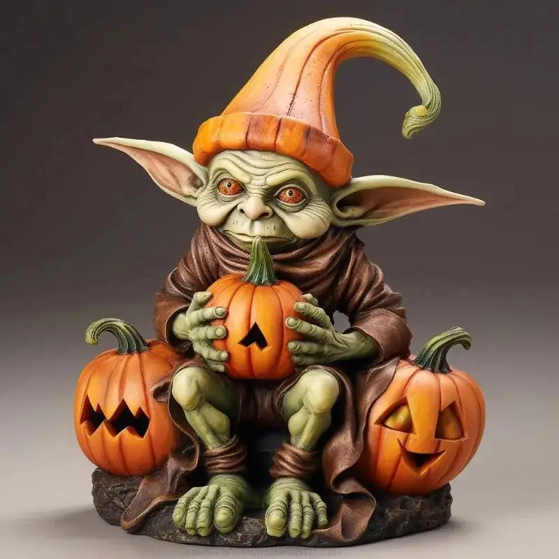 Cute Ghost Pumpkin Resin Figurine 2026 Halloween Garden Decor Ornament Cartoon Landscape Sculpture Outdoor Yard Decor Accessory
