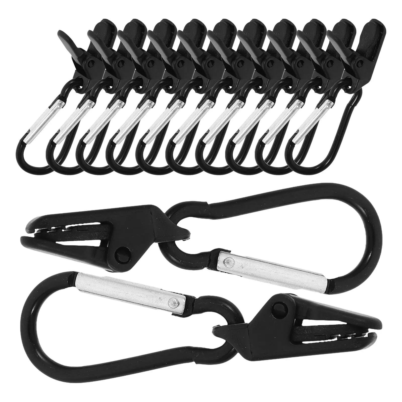 

12 pcs Tarp Clips Windproof Fixing Tent Black Camper Outdoor Mounting Shade Net Travel Heavy Duty Duckbilled Plastic Weather