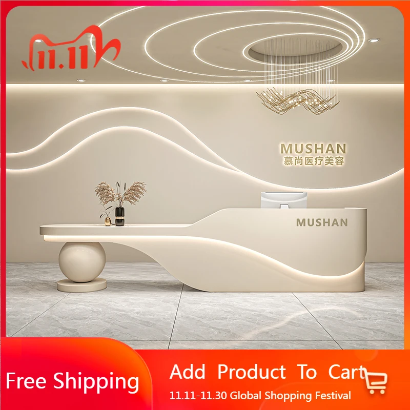 

Beauty Luxury Reception Desks Executive Shelves Modern Aesthetic Desks Organizers Design Company Mostrador Trendy Furniture