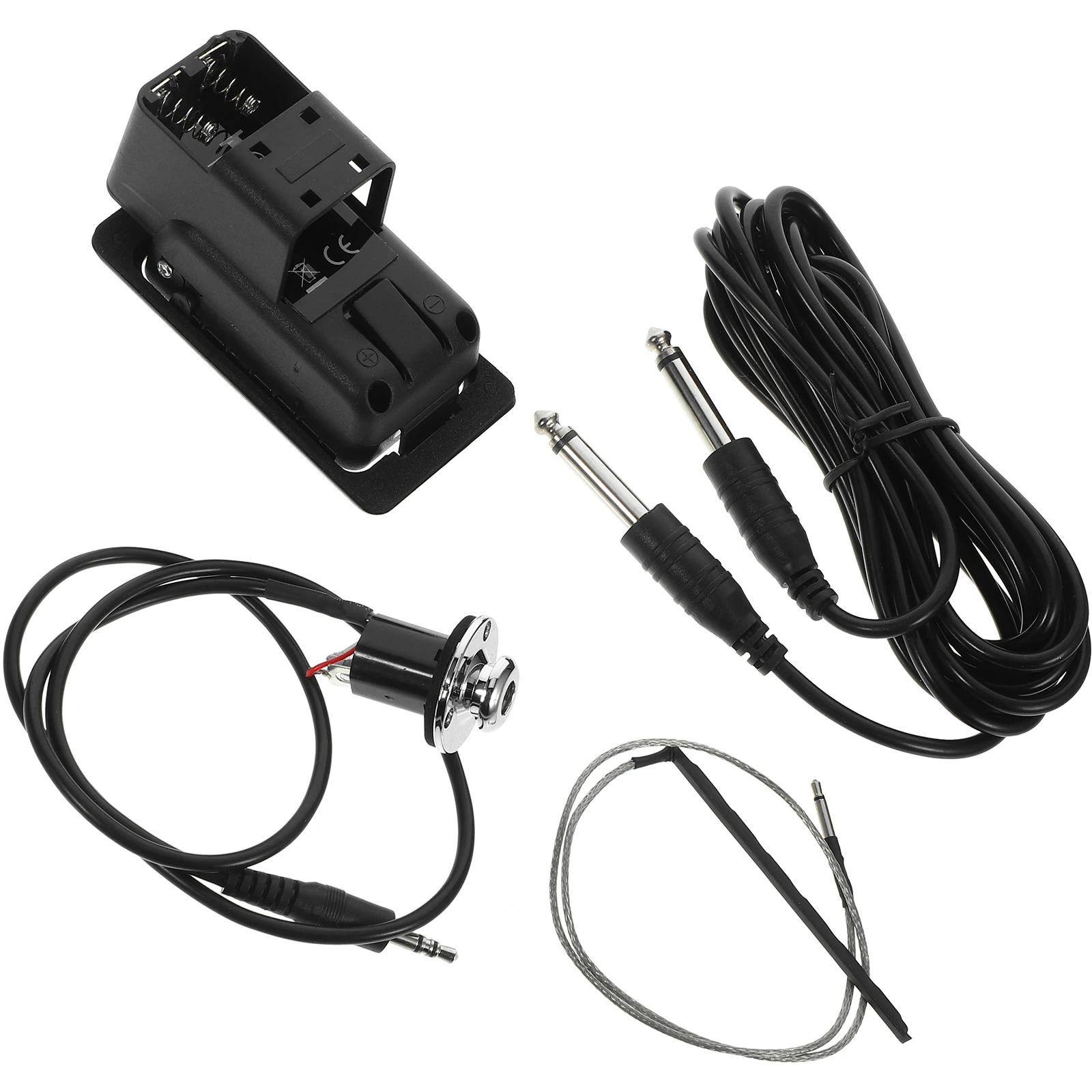 

4 Band Equalizer Acoustic Guitar Preamp with Volume Bass Middle Treble Brill Knobs Pickup Wire Screws Sticky Plate LED Indicator