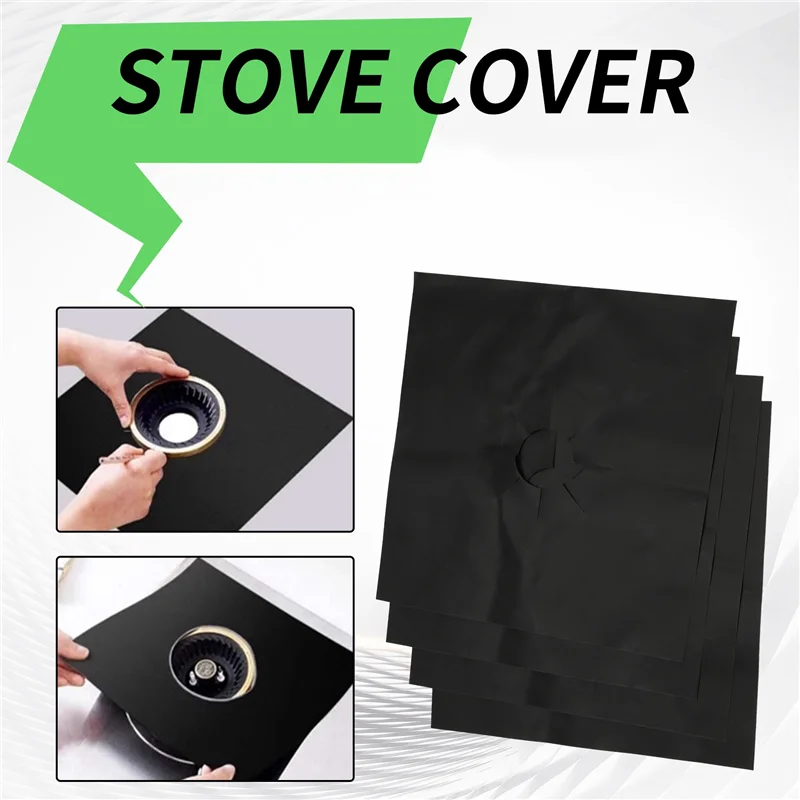 

A24R 4 Burner Covers, Reusable Stove Top Cover, Non-Stick Burner Lining, Heat Insulation Pad For Gas Stove