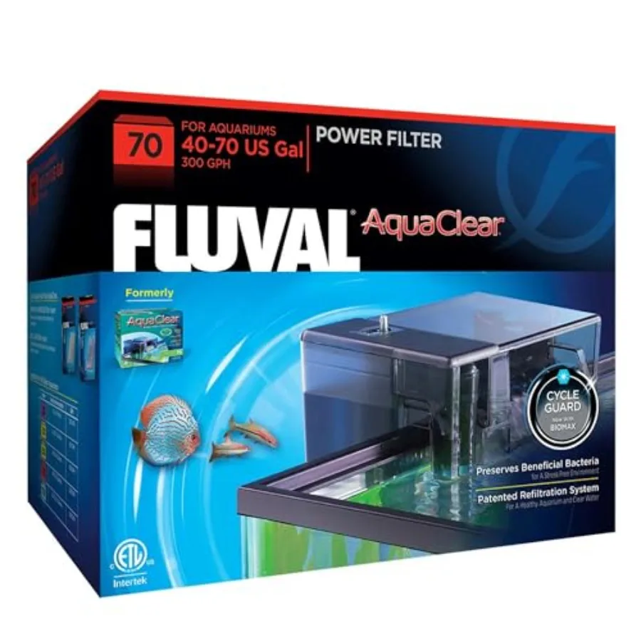 

AquaClear 70 Power Filter, Fish Tank Filter for 40- to 70-Gallon Aquariums, Black