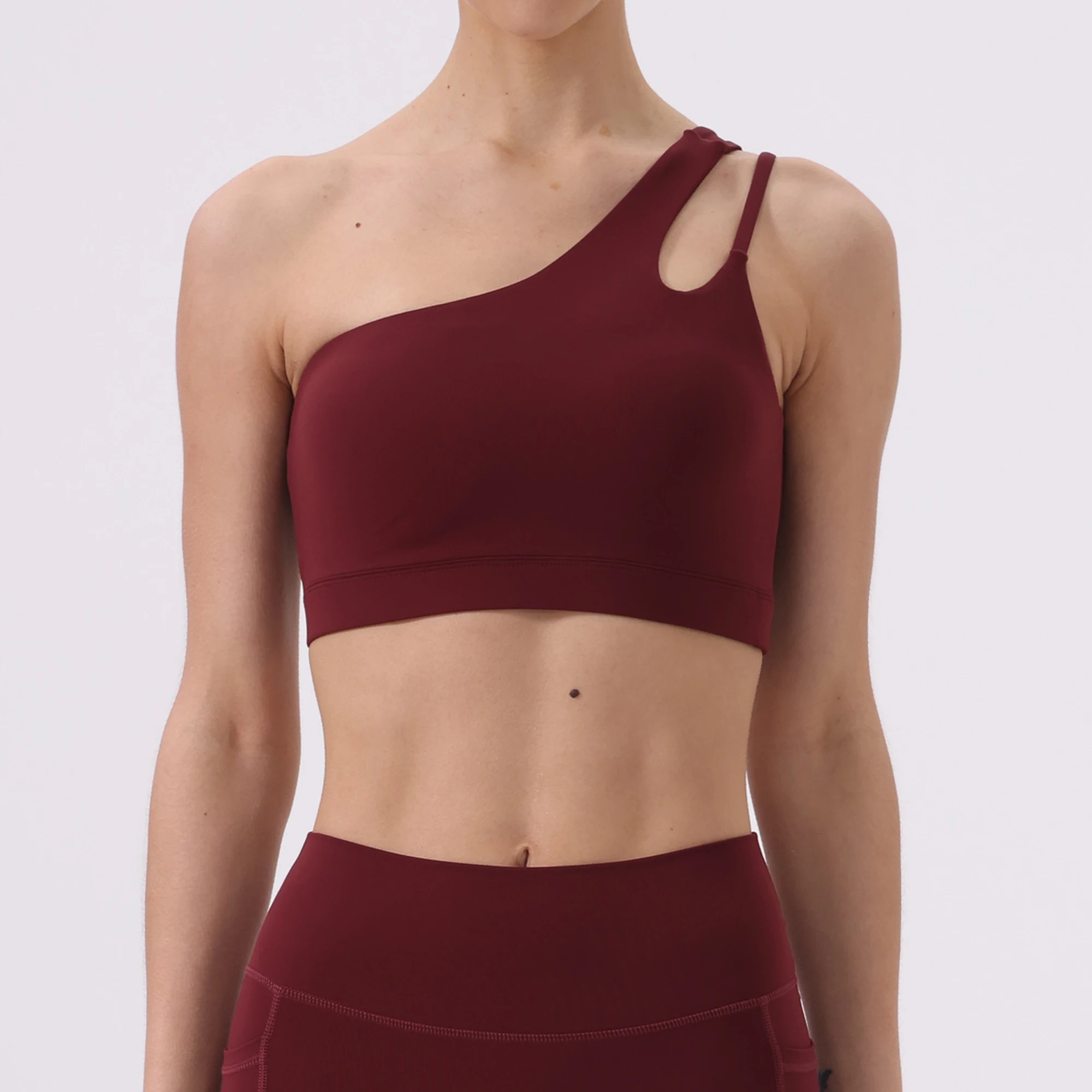 Sexy Sports Bra Diagonal Shoulder Strap Yoga Bra Detachable Sports Underwear Fitness Bra Workout Yoga Underwear Crop Tops image 5