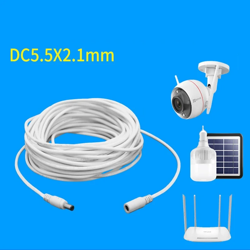 สายต่อพ่วงไฟฟ้า DC12V ความยาว 20 ม. 15 ม. 10 ม. 5 ม. 3 ม. หัวต่อ DC 2.1*5.5 มม. แบบตัวผู้-ตัวเมีย สำหรับกล้องวงจรปิด CCTV