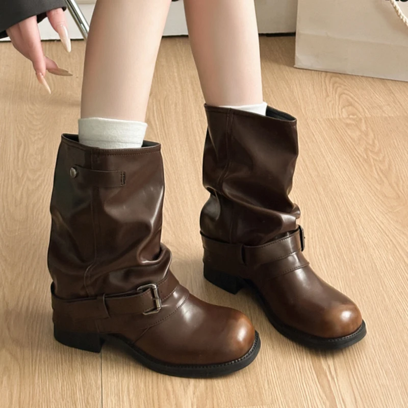 

High Heels Women's Ankle Boots Designer Chunky Shoes Fashion Winter Chelsea Boots 2025 New Trend Goth Short Botas Mujer Zapatos