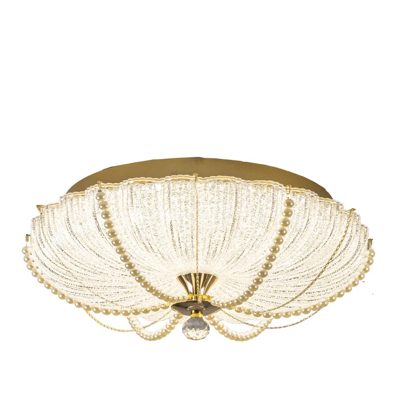 

French luxury modern pumpkin crystal ceiling lamp, elegant living room bedroom lighting fixtures