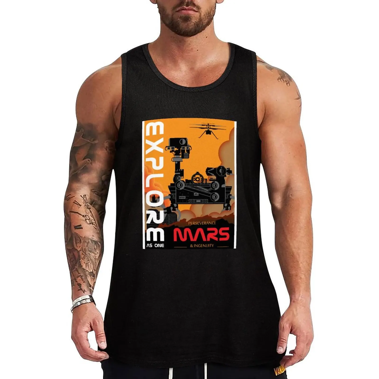 Explore as One: Perseverance & Ingenuity Camiseta sin mangas de color liso, ajuste regular, cómoda camiseta interior
