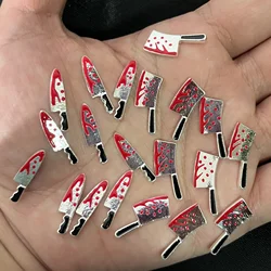10Pcs Halloween Fake Weapon with Blood Nail Charms Bloody Horror Metal Nail Art Decorations Manicure Accessories Punk Jewelry *&
