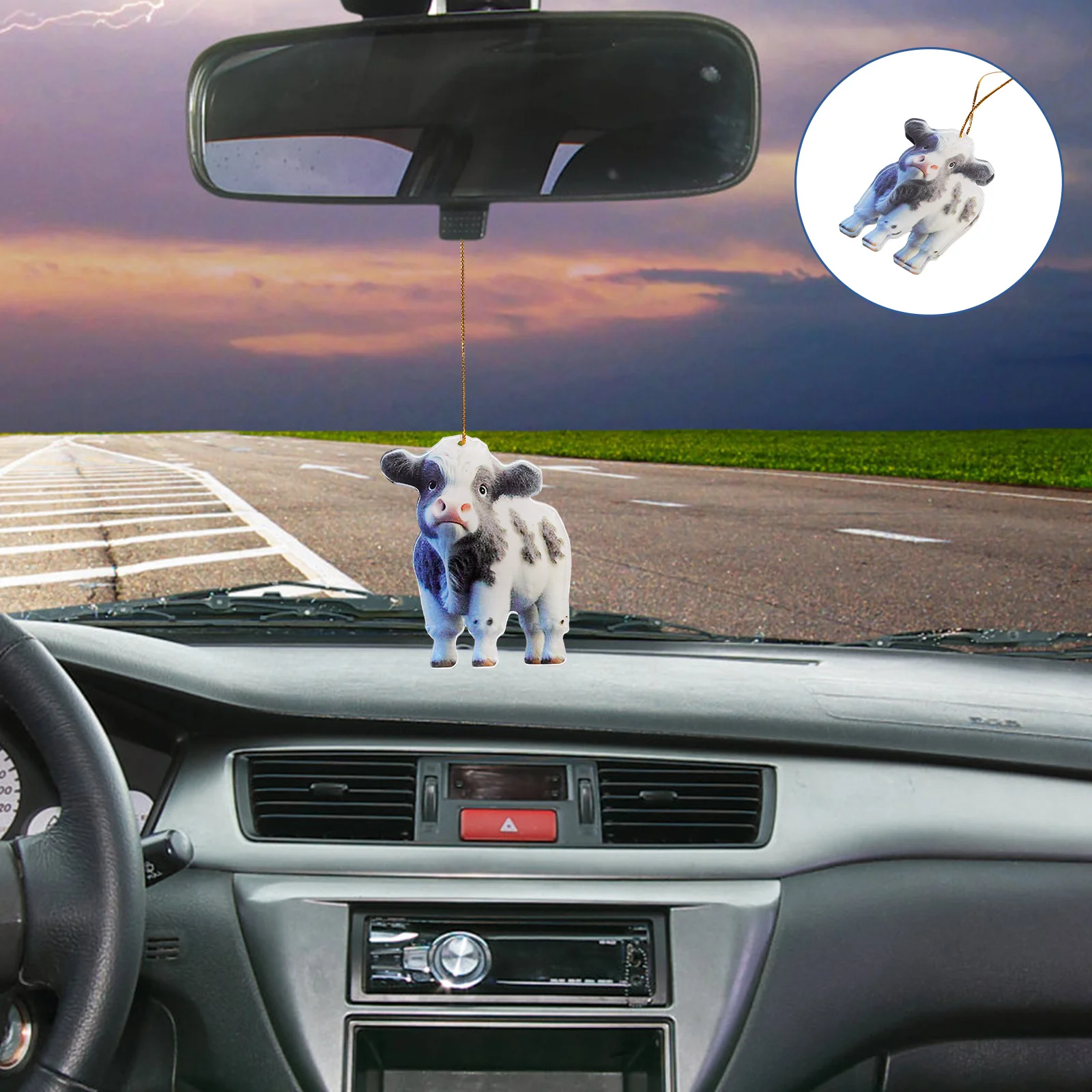 

Resin Highland Cow Hanging Ornament Car Pendant Cute Cartoon Cow Decor Car Hanging Decoration for Home Party Party Ornament