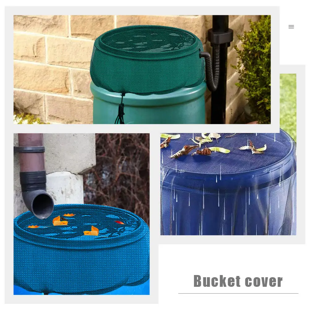 Professional Rainwater Bucket Cover Black Polyester Outdoor Protective Net Cover for 60Cm Diameter Water Tank Debris Guard - view 2