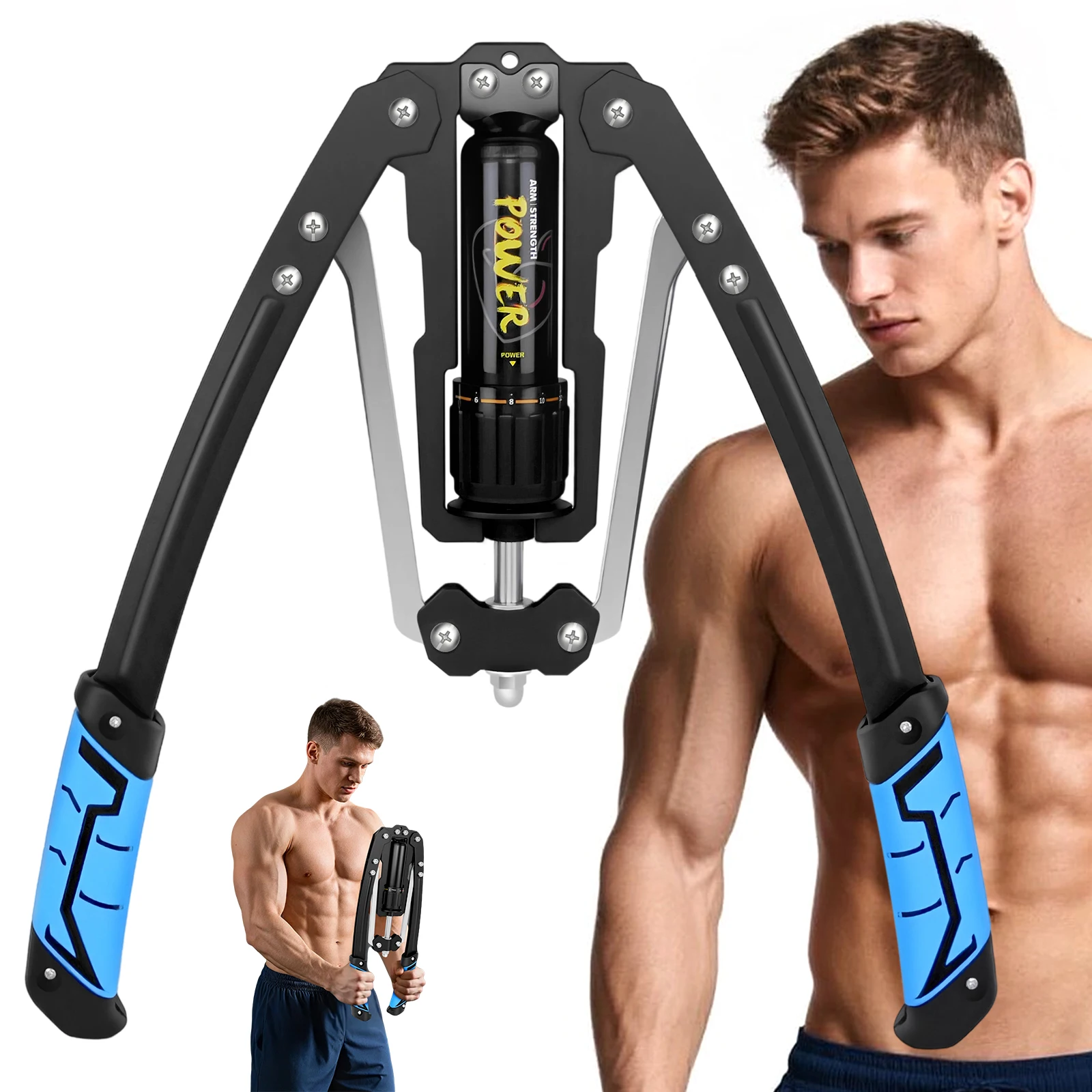 Entraîneur de force de bras hydraulique réglable, niveau 2-20, résistance à une pression, Biceps, avant-bras, extenseur de poitrine musculaire Ab avec verrouillage de queue