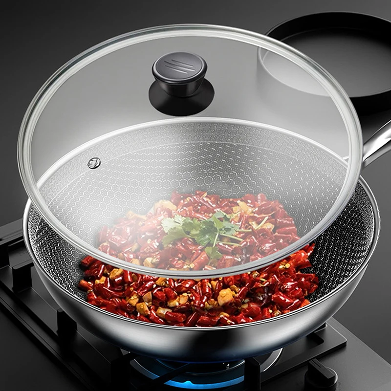 Multi-specification Pot Cover Tempered Glass Pot Lid Stainless Steel Rimmed Pan Lid Spill Shatter-Proof Round Glass Cover