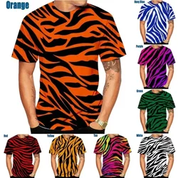 Summer Hot Sale 3D Tiger Stripe Men's/women's T Shirt 3D Printing Short-sleeved Round Neck Men's Tops