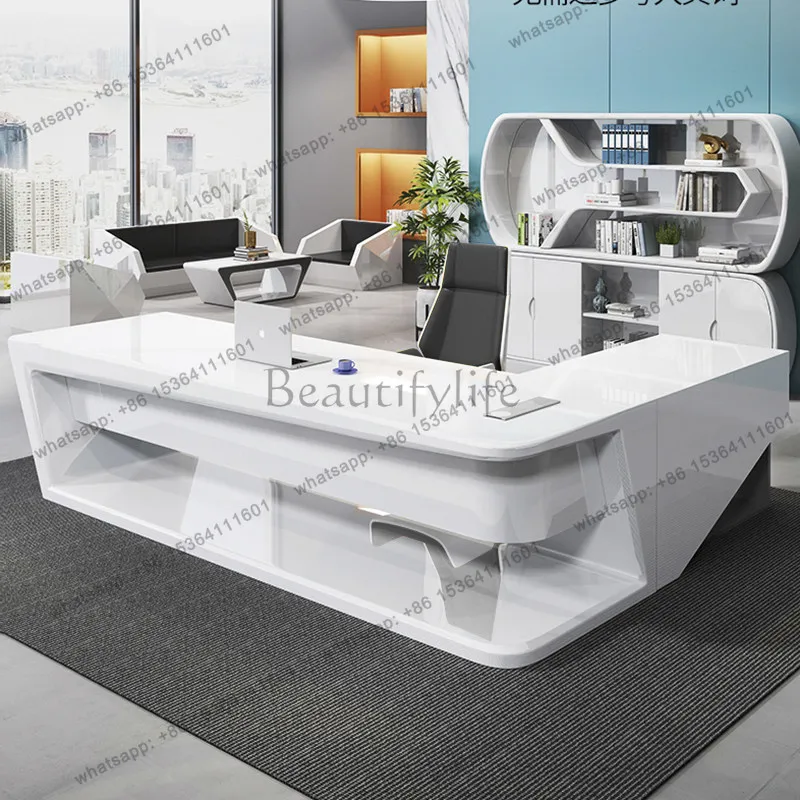 FG Multifunctional Luxury Office Desk Decoration Computer Organizers Large Office Desk Modern Crafts Meuble Bureau Home Furnitur