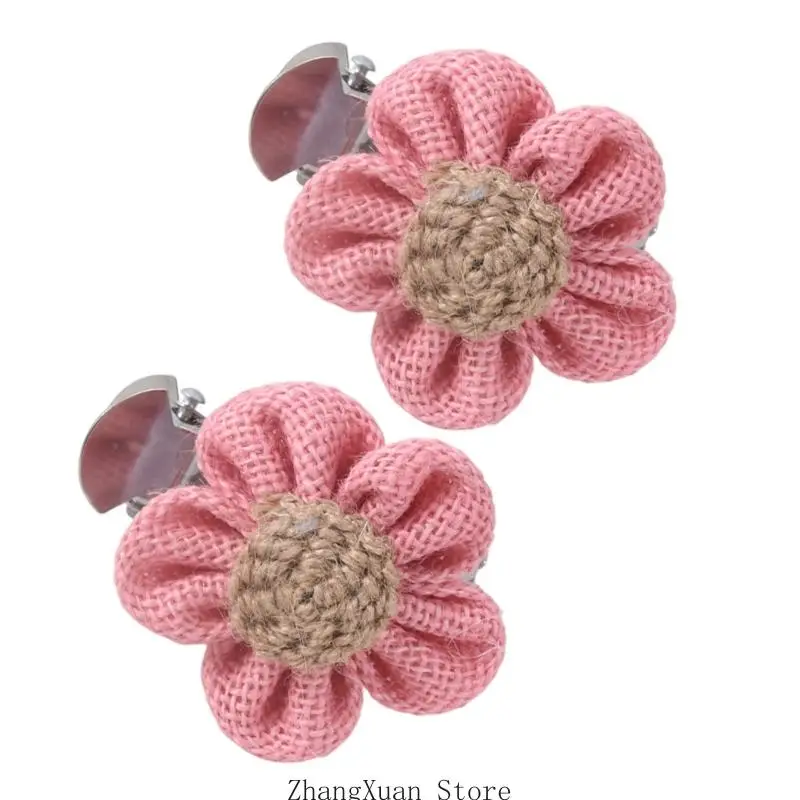 2 Stück Baumwolle Leinen Floral Fenster Vorhang Clip Metall Klammern Schnallen Blumen Design Gardinen Raffhalter Home Dekoration – Detail 3