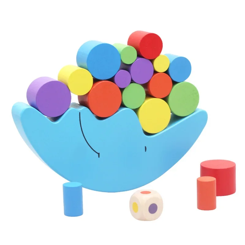 New Montessori Wood Moon Balance Game Kids Wooden Educational Toys for Children Wooden Toys Balancing Blocks for Baby Children