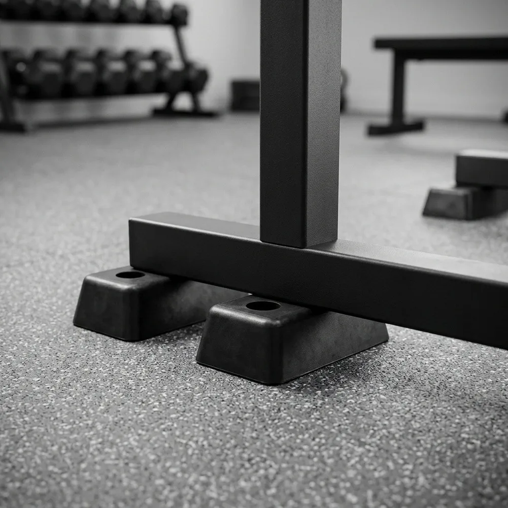 Rubber Pad for Squat Racks Providing Cushioning for Barbell Drops and Floor Protection During Strength Training